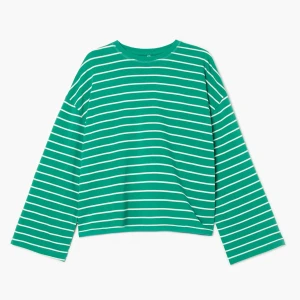 Zdjęcie produktu Cropp - Zielona koszulka boxy w paski - zielony