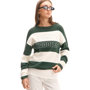 Cropp - Zielono-biały sweter w paski - zielony