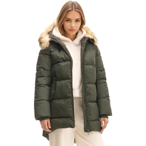 Cropp - Zielony pikowany płaszcz z dłuższym tyłem - zielony