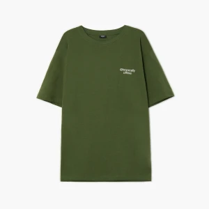 Cropp - Zielony T-shirt z napisami - zielony