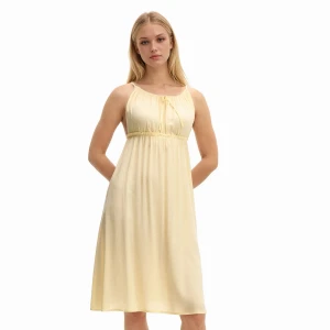 Cropp - Żółta sukienka midi z wiskozy - żółty