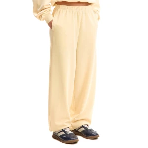 Cropp - Żółte spodnie dresowe basic - kremowy
