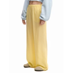 Cropp - Żółte spodnie wide leg z wiskozą - żółty