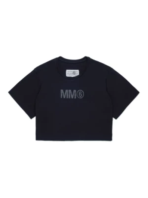 Cropped T-shirt z brokatowym logo MM6 Maison Margiela