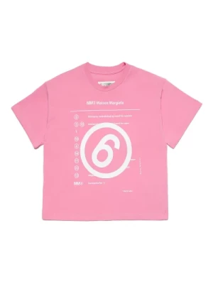 Cropped T-shirt z logo listy sezonów MM6 Maison Margiela