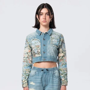 Cropped Tapestry Denim Jacket, markiSmoke Rise, Kurtki przejściowe, w kolorze niebieski, rozmiar: