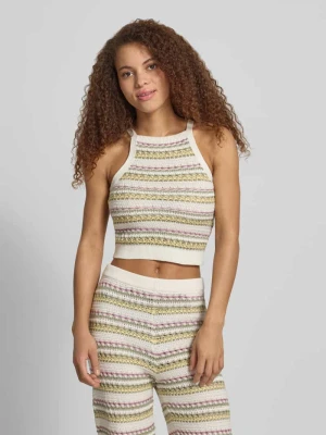 Cropped top z dzianiny w dzianinie żakardowej REVIEW
