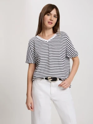 Cross Jeans Koszulka w kolorze biało-czarnym rozmiar: L