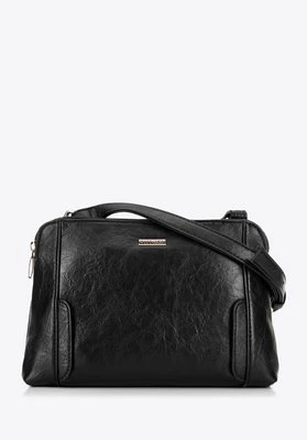 Crossbody damska z ekoskóry dwukomorowa czarna Wittchen