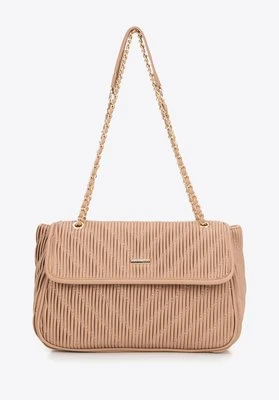Crossbody z ekoskóry na łańcuszku beżowa Wittchen