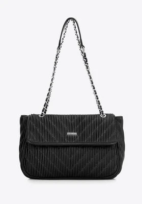 Crossbody z ekoskóry na łańcuszku czarna Wittchen