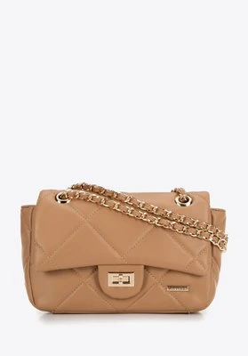 Crossbody z ekoskóry w geometryczne przeszycia beżowa Wittchen