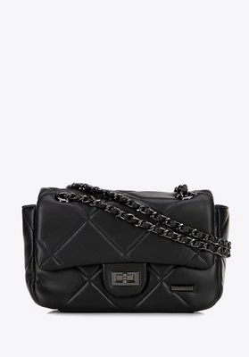 Crossbody z ekoskóry w geometryczne przeszycia czarna Wittchen