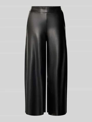 Culottes o kroju straight fit ze skóry ekologicznej MAC Czarny