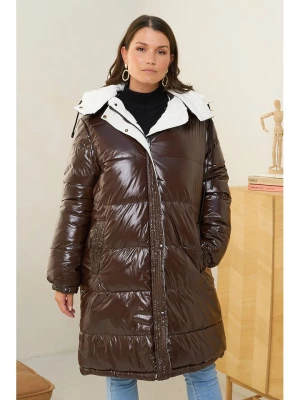 Curvy Lady Dwustronna kurtka zimowa w kolorze brązowo-białym rozmiar: 40/42