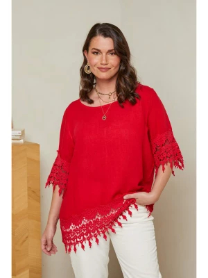 Curvy Lady Lniana bluzka w kolorze czerwonym rozmiar: 44/46