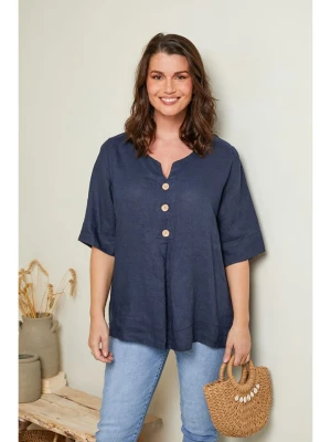 Curvy Lady Lniana bluzka w kolorze granatowym rozmiar: 48/50