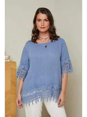 Curvy Lady Lniana bluzka w kolorze niebieskim rozmiar: 48/50