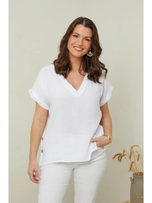 Curvy Lady Lniana koszulka w kolorze białym rozmiar: 48/50