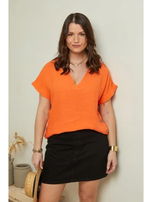 Curvy Lady Lniana koszulka w kolorze pomarańczowym rozmiar: 44/46