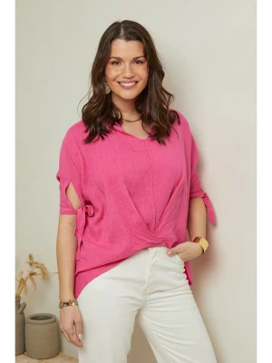 Curvy Lady Lniana koszulka w kolorze różowym rozmiar: 44/46