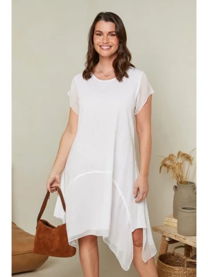 Curvy Lady Lniana sukienka w kolorze białym rozmiar: 48/50