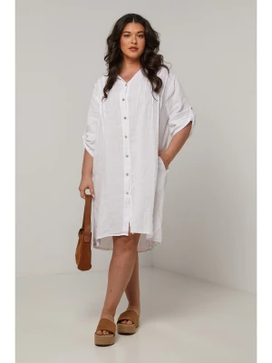Curvy Lady Lniana sukienka w kolorze białym rozmiar: 48/50