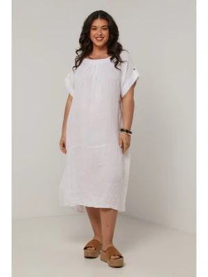 Curvy Lady Lniana sukienka w kolorze białym rozmiar: 40/42