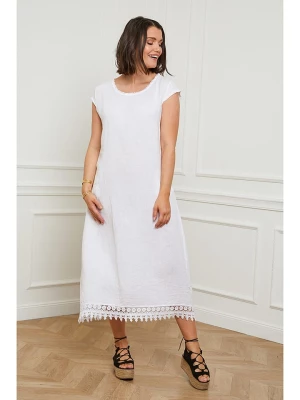 Curvy Lady Lniana sukienka w kolorze białym rozmiar: 48/50