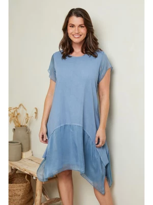 Curvy Lady Lniana sukienka w kolorze błękitnym rozmiar: 40/42
