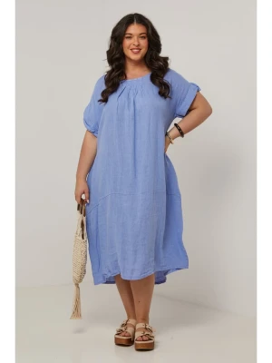 Curvy Lady Lniana sukienka w kolorze błękitnym rozmiar: 48/50