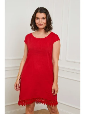 Curvy Lady Lniana sukienka w kolorze czerwonym rozmiar: 44/46