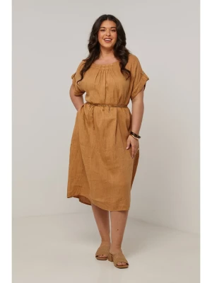 Curvy Lady Lniana sukienka w kolorze jasnobrązowym rozmiar: 48/50