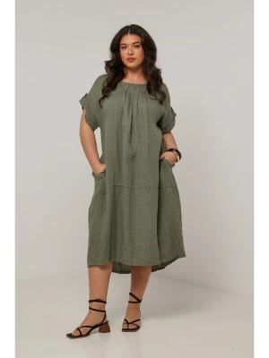 Curvy Lady Lniana sukienka w kolorze khaki rozmiar: 40/42
