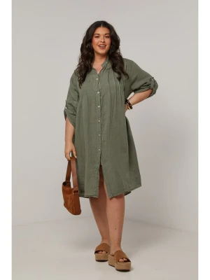 Curvy Lady Lniana sukienka w kolorze khaki rozmiar: 44/46