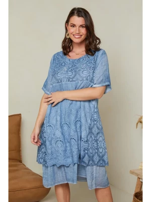 Curvy Lady Lniana sukienka w kolorze niebieskim rozmiar: 40/42