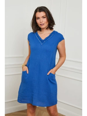 Curvy Lady Lniana sukienka w kolorze niebieskim rozmiar: 44/46