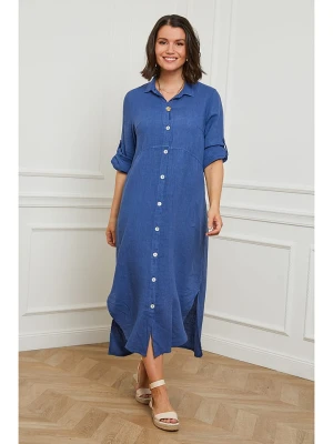 Curvy Lady Lniana sukienka w kolorze niebieskim rozmiar: 48/50