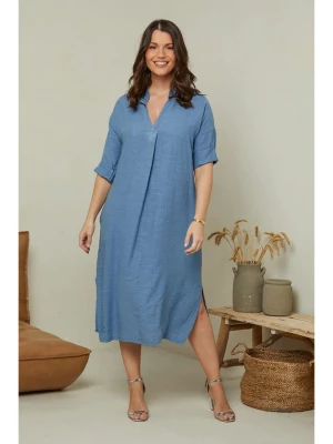 Curvy Lady Lniana sukienka w kolorze niebieskim rozmiar: 48/50