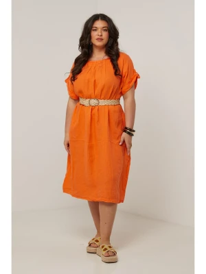 Curvy Lady Lniana sukienka w kolorze pomarańczowym rozmiar: 44/46