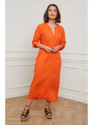 Curvy Lady Lniana sukienka w kolorze pomarańczowym rozmiar: 48/50