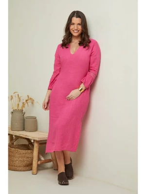 Curvy Lady Lniana sukienka w kolorze różowym rozmiar: 48/50