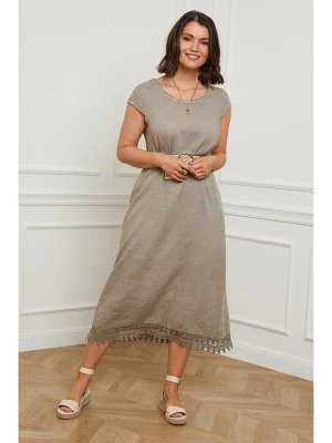 Curvy Lady Lniana sukienka w kolorze szarobrązowym rozmiar: 44/46