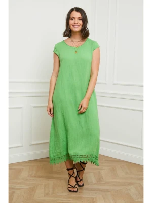 Curvy Lady Lniana sukienka w kolorze zielonym rozmiar: 44/46