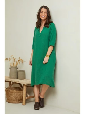 Curvy Lady Lniana sukienka w kolorze zielonym rozmiar: 48/50