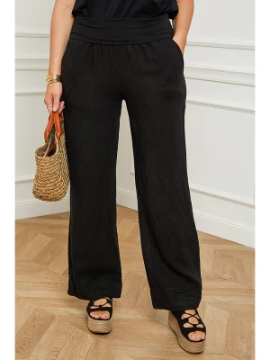 Curvy Lady Lniane spodnie "Valencia" w kolorze czarnym rozmiar: 48/50