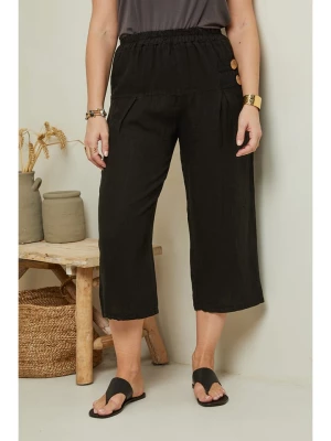 Curvy Lady Lniane spodnie w kolorze czarnym rozmiar: 48/50