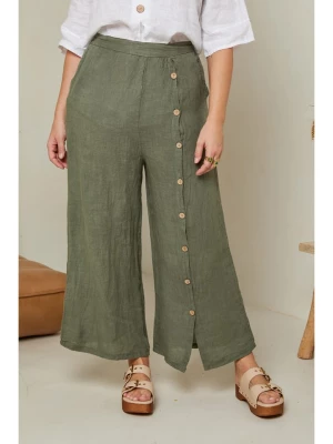 Curvy Lady Lniane spodnie w kolorze khaki rozmiar: 44/46