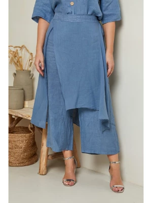 Curvy Lady Lniane spodnie w kolorze niebieskim rozmiar: 44/46