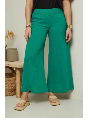 Curvy Lady Lniane spodnie w kolorze zielonym rozmiar: 48/50
